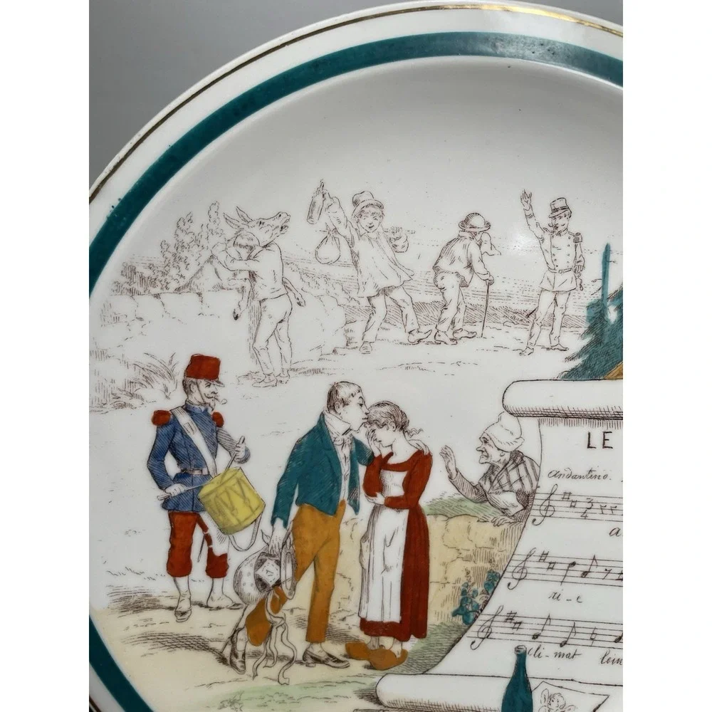 Antique 1880s French Terre de Fer Porcelain No. 4 Signed & Marked Plate See Desc